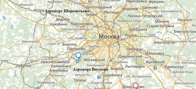 Аэропорты Москвы на карте