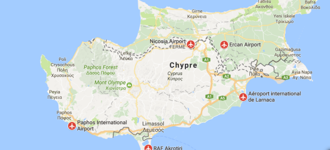 Международные аэропорты Кипра на карте